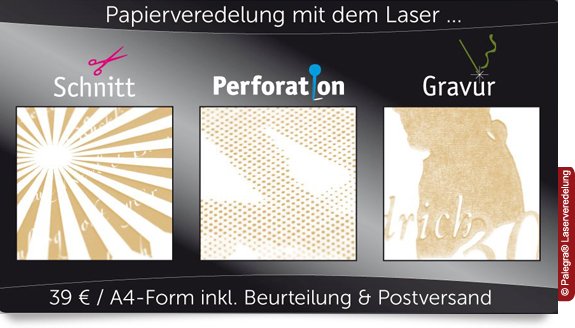 Laserschnitt, Lasergravur ... Ideen testen, Effekte testen, Laser Musterservice, Veredelung mit dem Laser präsentieren, Kunden überzeugen, Produktionssicherheit erlangen 